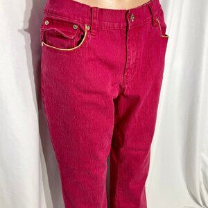 Diane Gilman DG2 Sz 10 Petite Red Bootcut Jeans Womens Denim Gold